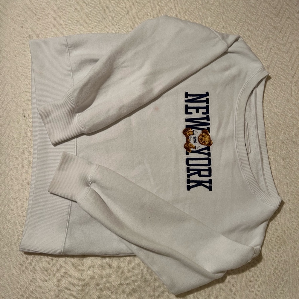 Abercrombie Kids White Graphic Crewneck Sweater
